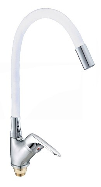 Смеситель для кухни с гибким (БЕЛЫЙ) изливом ТУНИ (12/1шт)