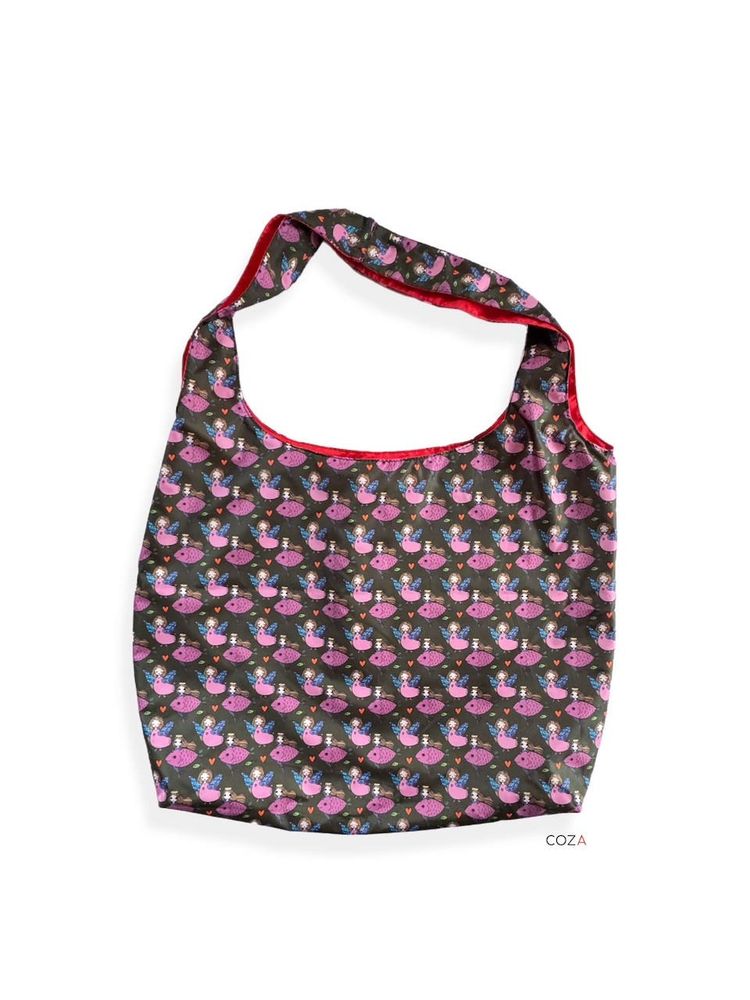 Шоппер - пилигрим COZA большая с принтом "Русалки", 46х37х9 см