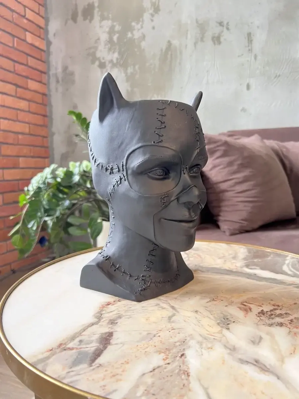 Кашпо Кошка Гипсовая голова Ваза скульптура горшок