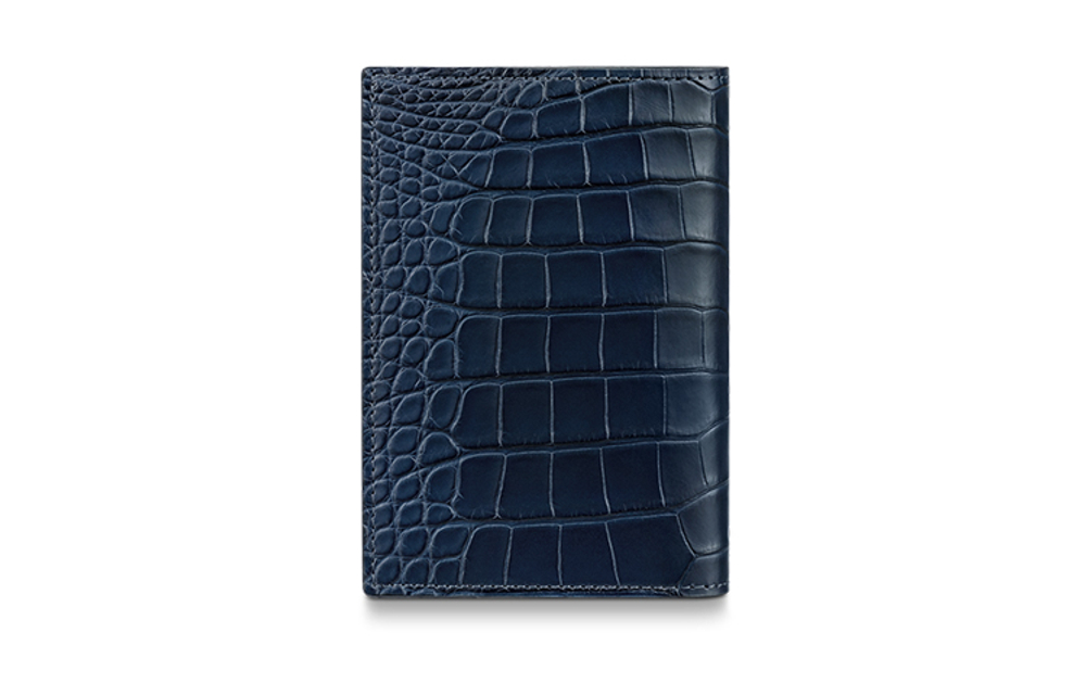 LOUIS VUITTON Flap Closure Crocodile Leather With Cow Leather Passport Holder Men"s Marine Blue