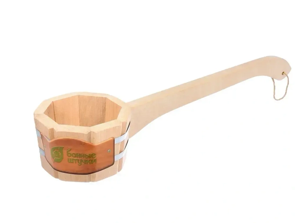 Ковш - черпак 1,5л бондарный, с горизонтальной ручкой, липа Банные штучки