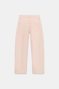 ZARA ДЖИНСЫ ZW ANKLE RELAXED ПРЯМОГО КРОЯ СО СРЕДНЕЙ ПОСАДКОЙ В ПОЛОСКУ, РОЗОВЫЙ