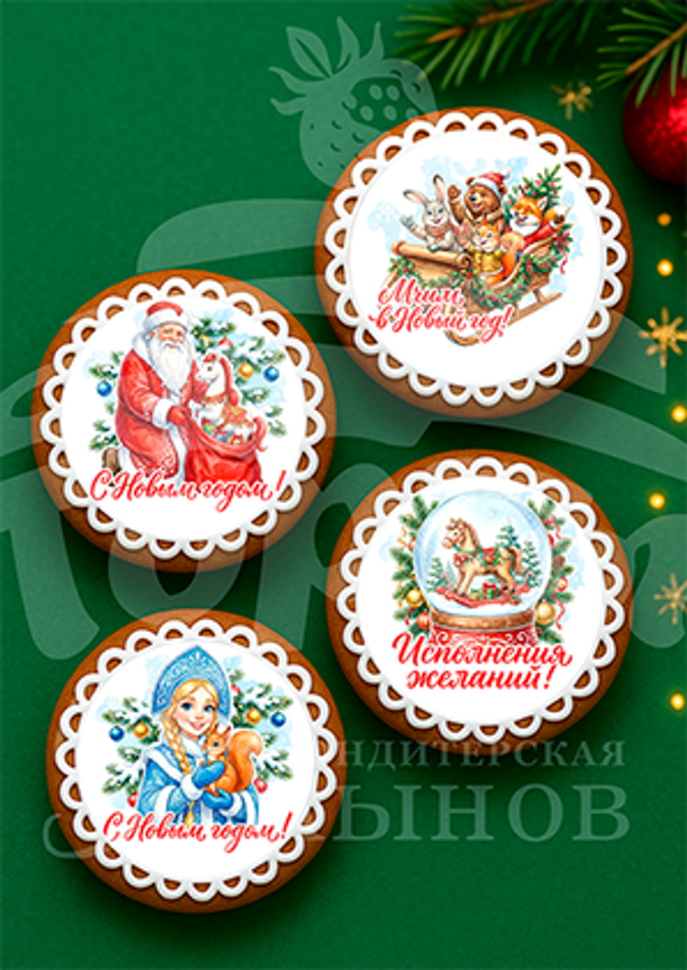 Пряник имбирный с фотопечатью в асс-те (Новый год)