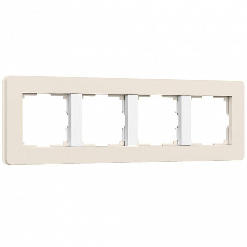 Рамка на 4 поста Werkel Split (айвори/белый, soft-touch) W0043066