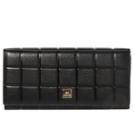 Стильный черный женский большой кошелёк с отделениями для пластиковых карт для пропуска с 3 большими отделениями для купюр с потайным отделением плюс 1 на молнии и монетница с 2 отделениями Dublecity 120-DC608-100A в подарочной коробке