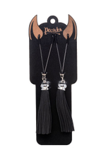 Зажимы на соски «Вилки» с черными кисточками из замши (Цвет: черный)