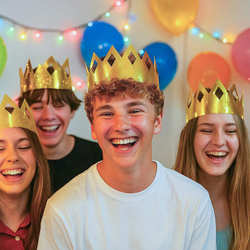 Корона фольгированная малая золотая 6шт