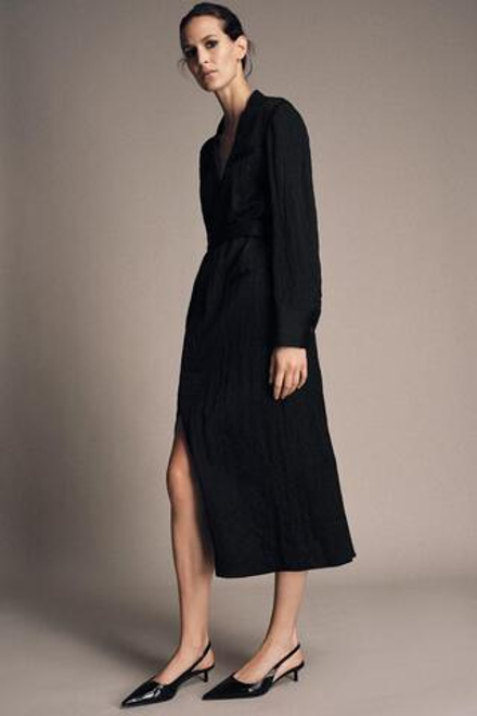 ZARA МЯТОЕ АТЛАСНОЕ ПЛАТЬЕ — ZW COLLECTION LIMITED EDITION, ЧЕРНЫЙ