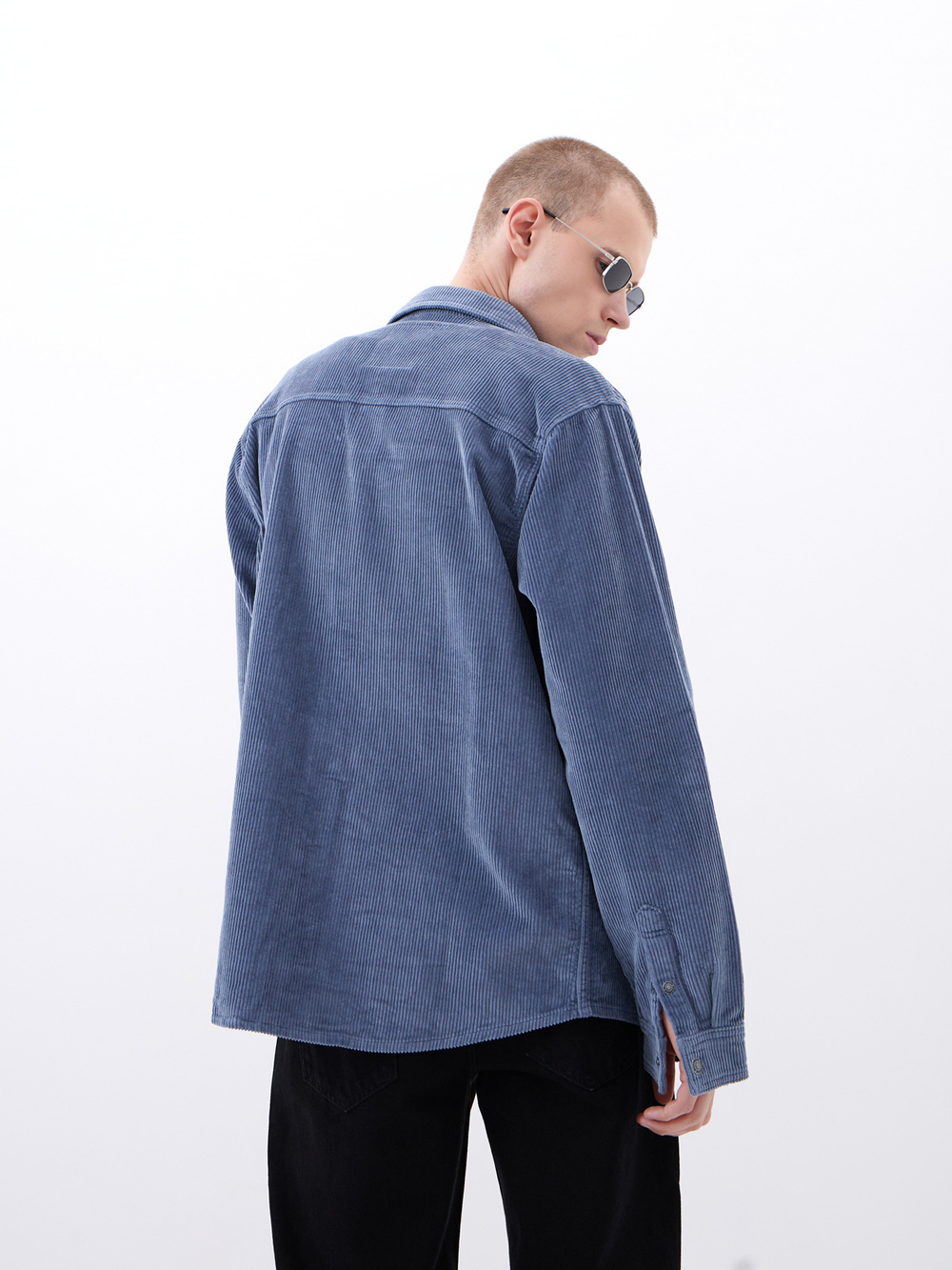 Мужская рубашка из вельвета прямого кроя-MR2636R-3