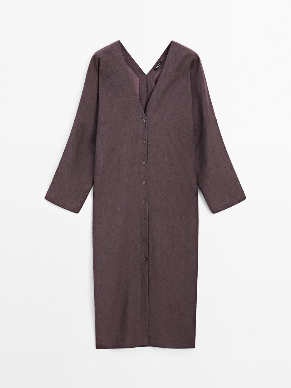 Massimo Dutti Длинное платье-туника, фиолетовый