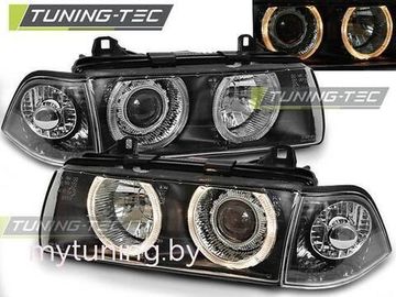 Передние фары Bmw 3 E36 angel eyes black
