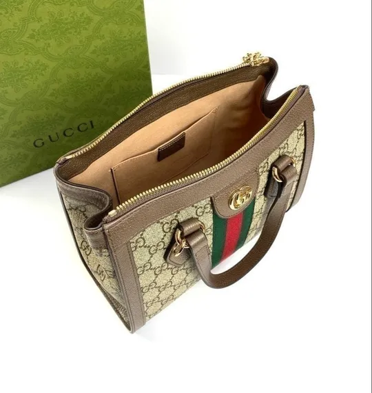Маленькая сумка-тоут Gucci Ophidia с узором Gg