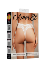 Кружевные трусики-танга с соблазнительными вырезами (Размер: M) (Цвет: черный)