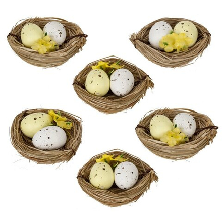 GAEM Набор из 6-ти изделий декоративных "Гнездо пасхальное" (6*4,5*2), L18 W12 H3 см