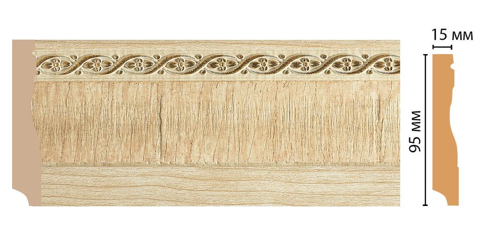 Плинтус напольный дюрополимер под дерево D153-5 95×12×2400 мм DecoMaster