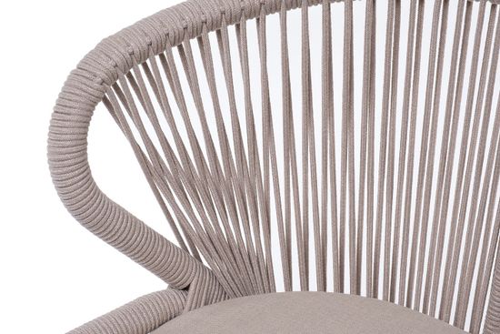 "Милан" стул плетеный из роупа, каркас алюминий (RAL1001), роуп бежевый круглый, ткань бежевая