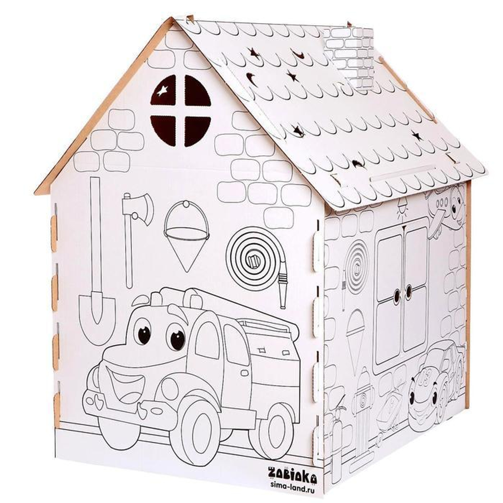 5091382 Дом-раскраска из картона «Пожарная станция»
