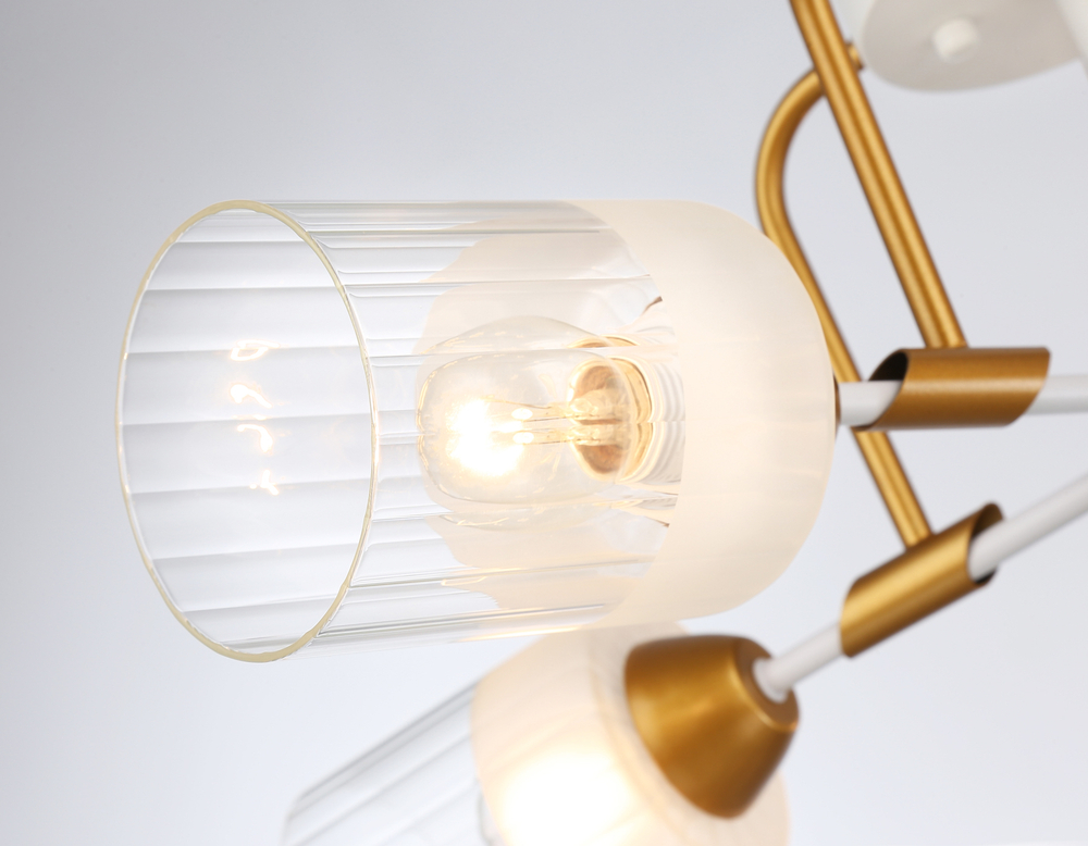 Светильник подвесной TR303323/5 WH/GD/CL/FR белый/золото/прозрачный/белый матовый E27*5 max 60W D620*200