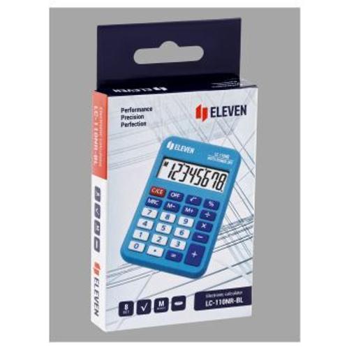 Калькулятор карманный Eleven LC-110NR-BL, 8 разрядов, питание от батарейки, 58*88*11мм, голубой LC-110NR-BL