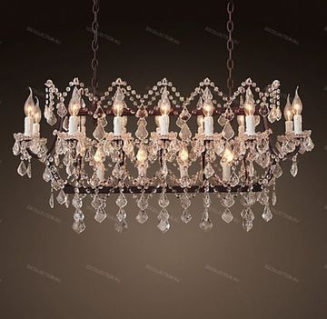 replica  19TH C. ROCOCO IRON & CLEAR CRYSTAL RECTANGULAR Restoration Hardware 68290057