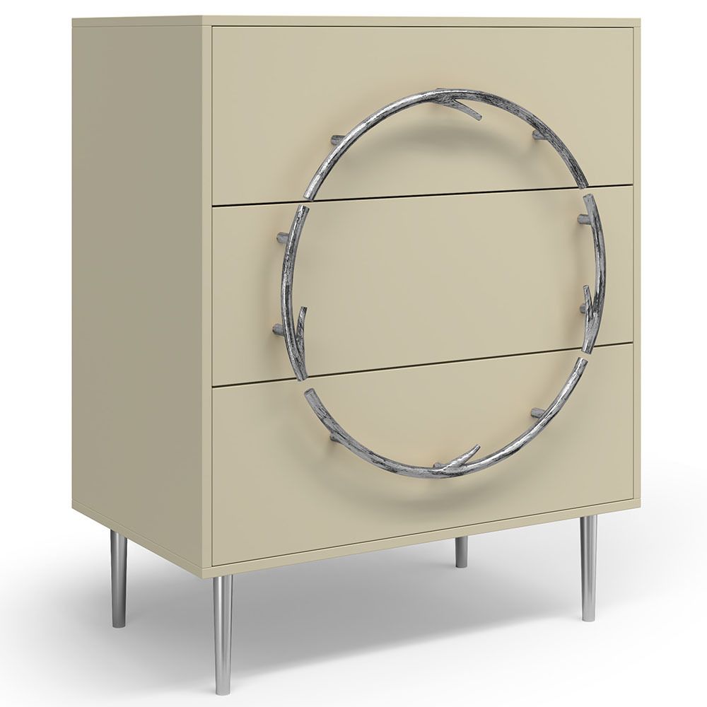 Комод Арт Колор matte Стайл Сильвер с 3 ящиками Серый шелк матовый