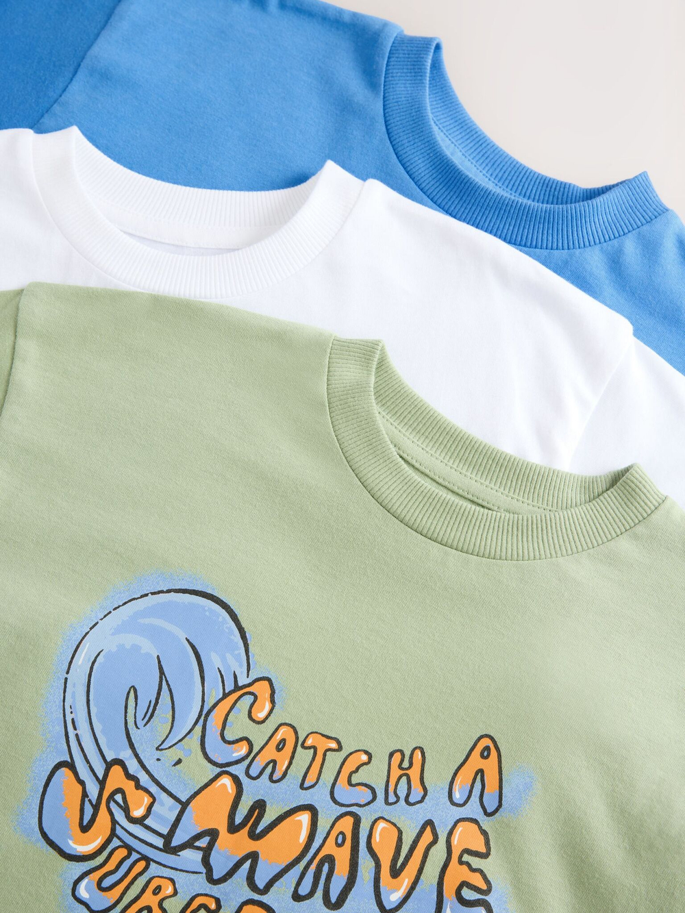 Футболка для мальчика Next AG3-080, 3 шт., Синий, Белый, Салатовый