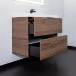 Подвесная тумба-умывальник Comforty Селенга-80 дуб тёмно-коричневый с раковиной CF19696BX-80