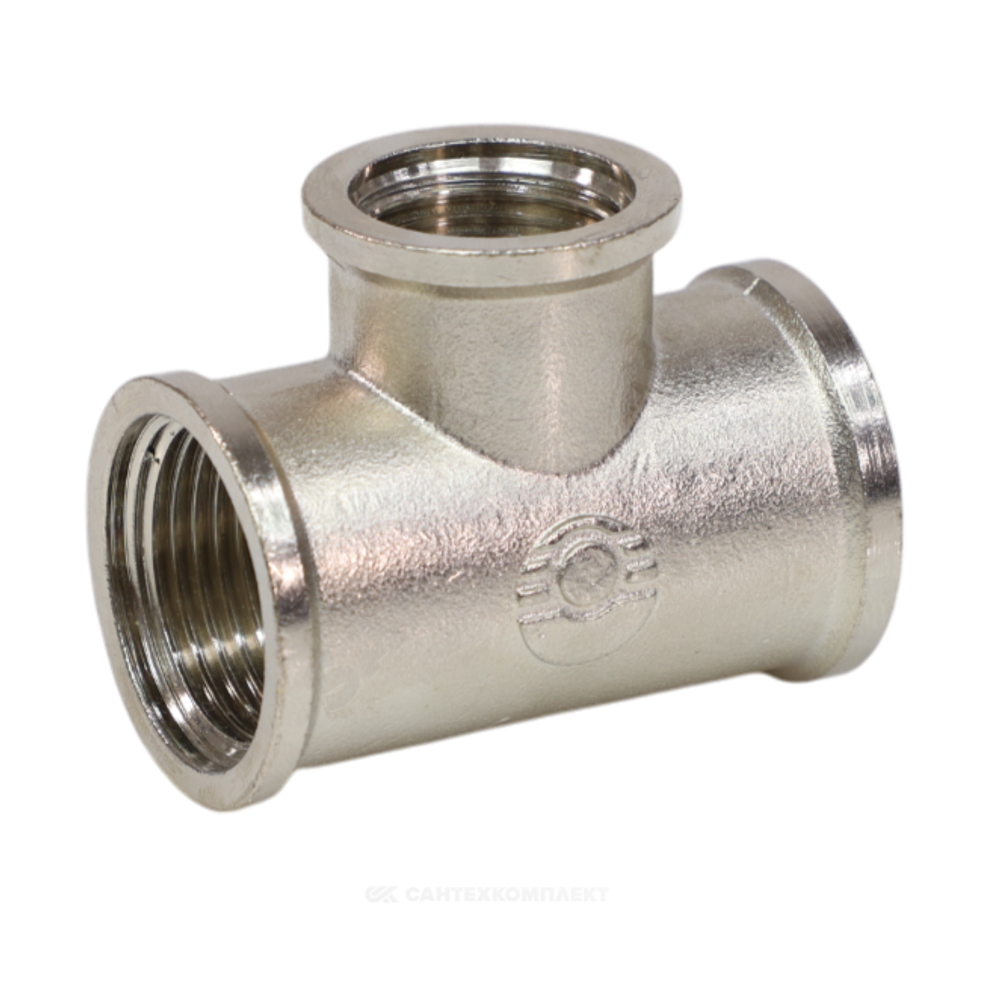 Тройник латунь никель переходной Ду 25х15х25 (1"х1/2"х1") ВР VALFEX VF.750.N.100.012.100