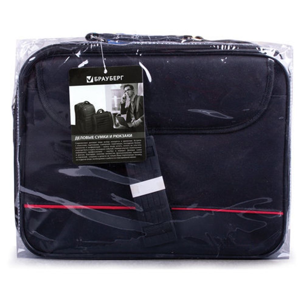 Сумка деловая BRAUBERG с отделением для ноутбука 13,3", "Profi", откидная крышка, черная, 35х25х7 см, 240440