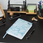 Ежедневник датированный 2022 А5 138x213 мм BRAUBERG "Marble", под кожу, голубой мрамор, 112745