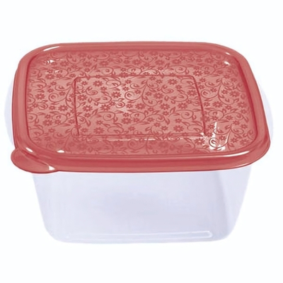 Контейнер для продуктов с крышкой для СВЧ;полипроп.;2,1л;,H=90,L=190,B=185мм;прозр.,бордо (Цвет: прозрачный)