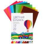 Бумага цветная А4, 10 цветов, 20 листов, ErichKrause, односторонняя, немелованная, на склейке, плотн
