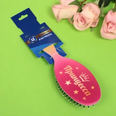 Расческа массажная «Mademoiselle - Принцесса», овал, цвет микс, 23,5 см