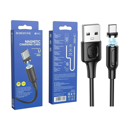 Кабель для зарядки Borofone BX41 USB-A - Type-C, 3A, 1м, магнитный, черный