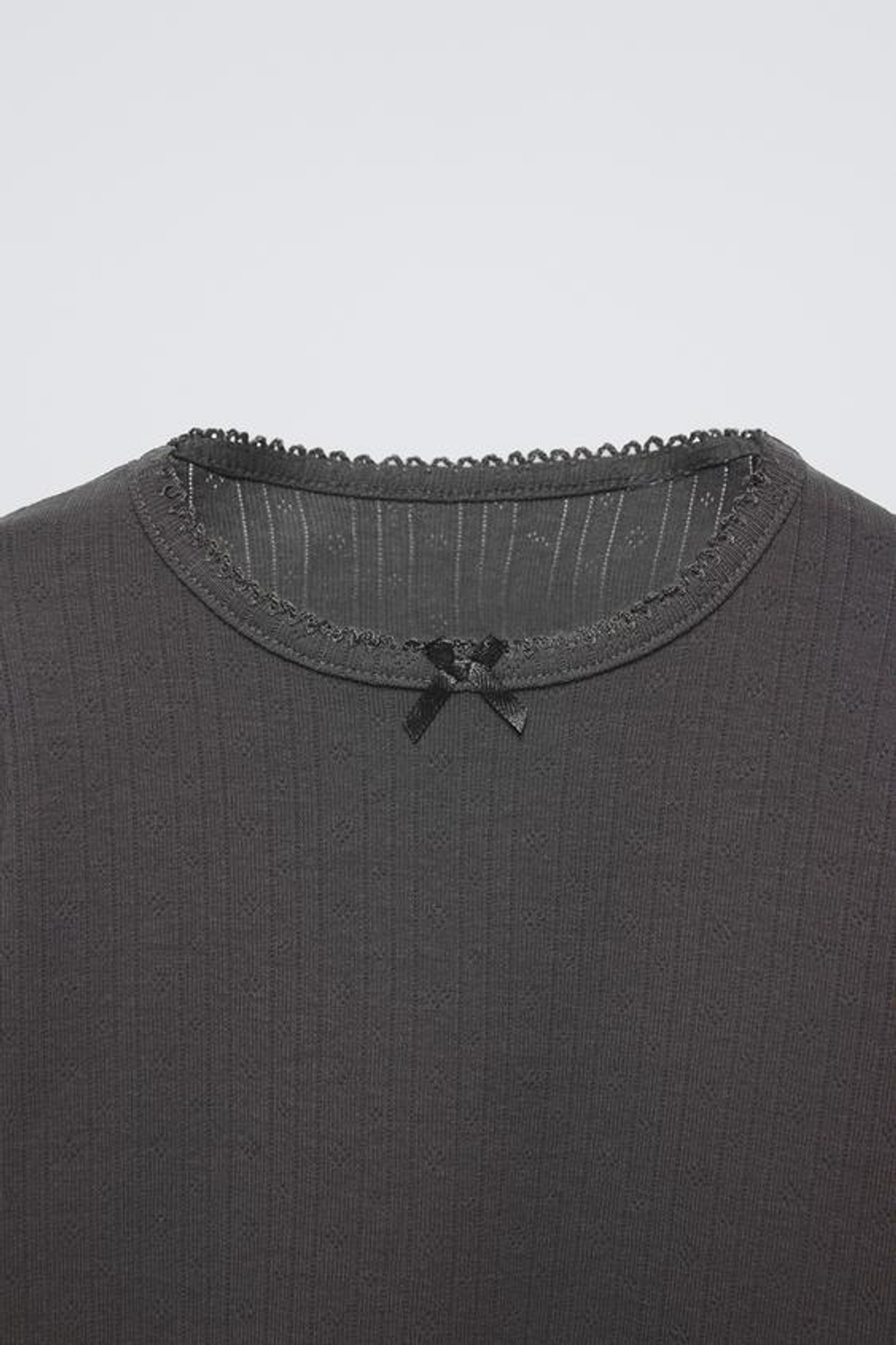 ZARA ФУТБОЛКА С БАНТОМ, АНТРАЦИТОВО-СЕРЫЙ