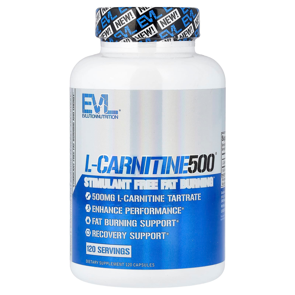 EVLution Nutrition, L-Carnitine500®, L-карнитин, 500 мг, 120 капсул