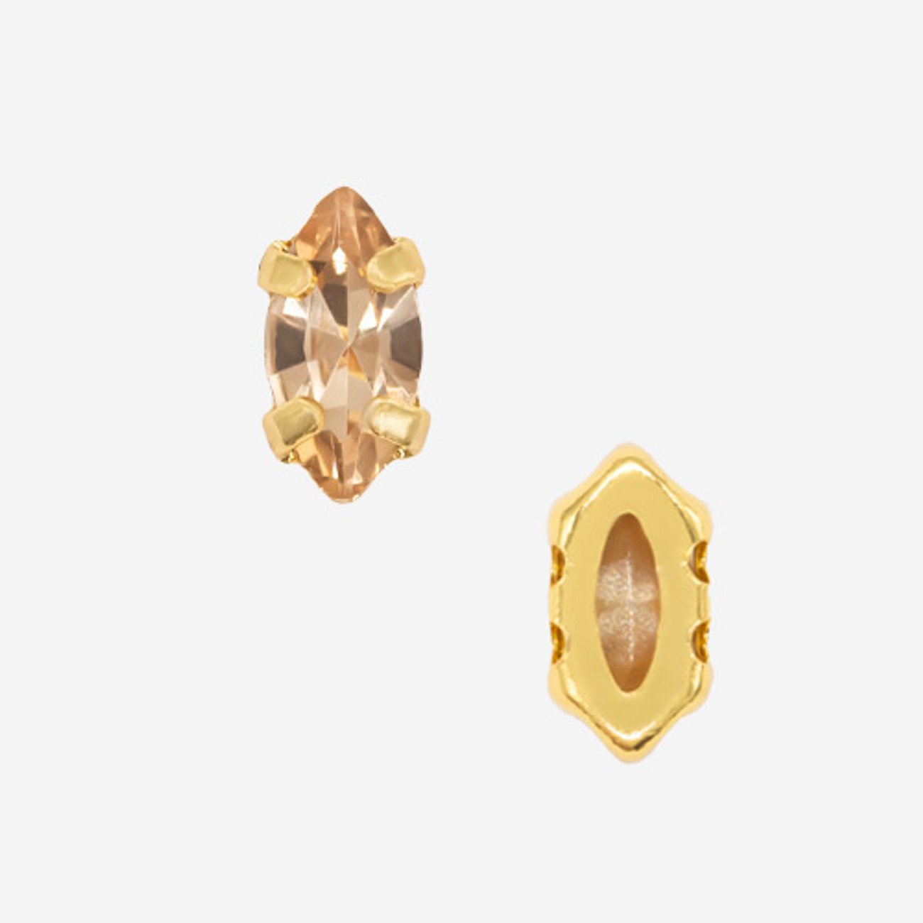 Кристалл Маркиз (Marquise Fancy Stone) в цапах, оттенок "Светлый Колорадо Топаз"/"Light Colorado Topaz", 6*3мм, позолота