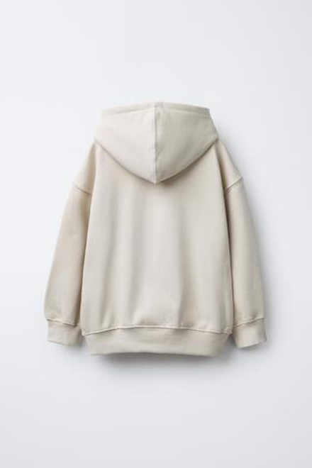 ZARA ХУДИ С КАПЮШОНОМ В СТИЛЕ ПРЕППИ, ЭКРЮ