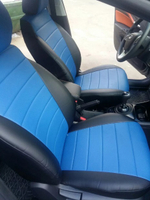 Чехлы "Автопилот" Экокожа Классика (черный + синий) Lada Vesta