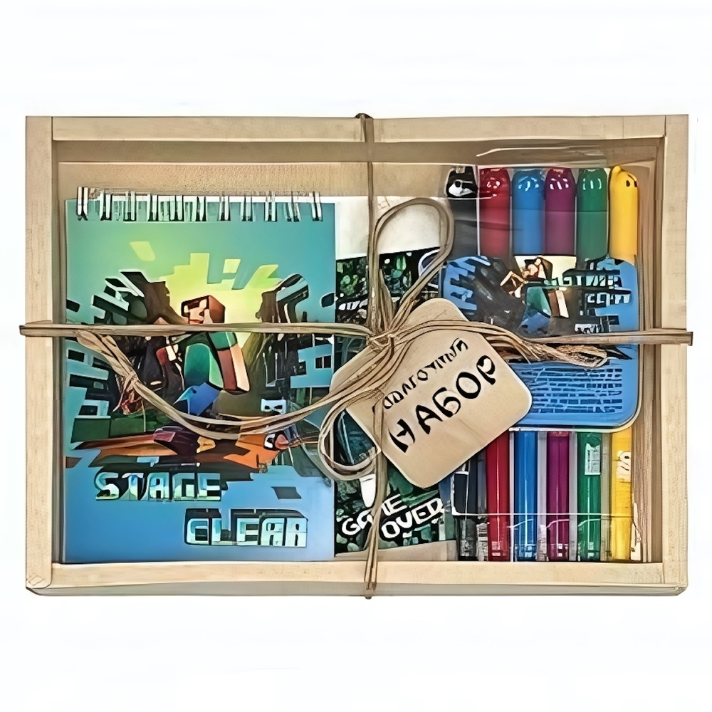 Набор блокнот А6 60л."Craft"+ Набор гель ручек 6цв.,колпач.в виде Котиков+Корректор-лента My game 5м