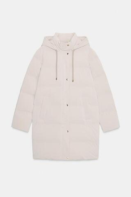 ZARA ПОЛУДЛИННЫЙ ВЕТРОЗАЩИТНЫЙ АНОРАК ИЗ ПРОРЕЗИНЕННОЙ ТКАНИ, ЭКРЮ