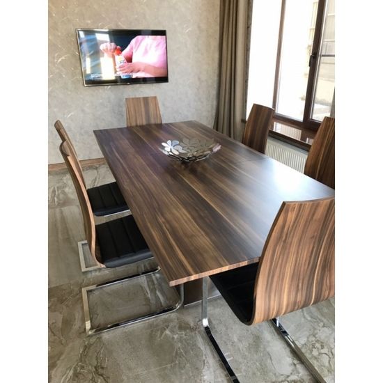 стол DUPEN DT-02 цвет орех раздвижной 160-200