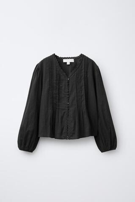 ZARA РУБАШКА В РОМАНТИЧЕСКОМ СТИЛЕ ИЗ РЕЛЬЕФНОЙ ТКАНИ, ЧЕРНЫЙ