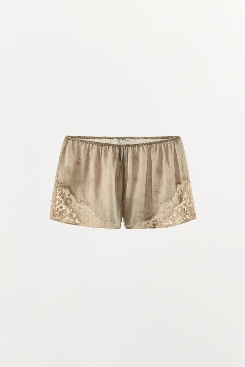 ZARA ШОРТЫ С ВЫШИВКОЙ — ZW COLLECTION, СЕРЫЙ/БЕЖЕВЫЙ