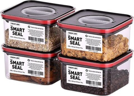 Neoflam Smart Seal Набор контейнеров для продуктов 4 х 0,55 л черный 20008