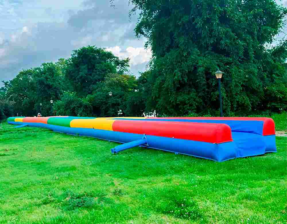 Водная горка с надувным дном, на подкачке ТУРБО «Капля», длина 50 метров