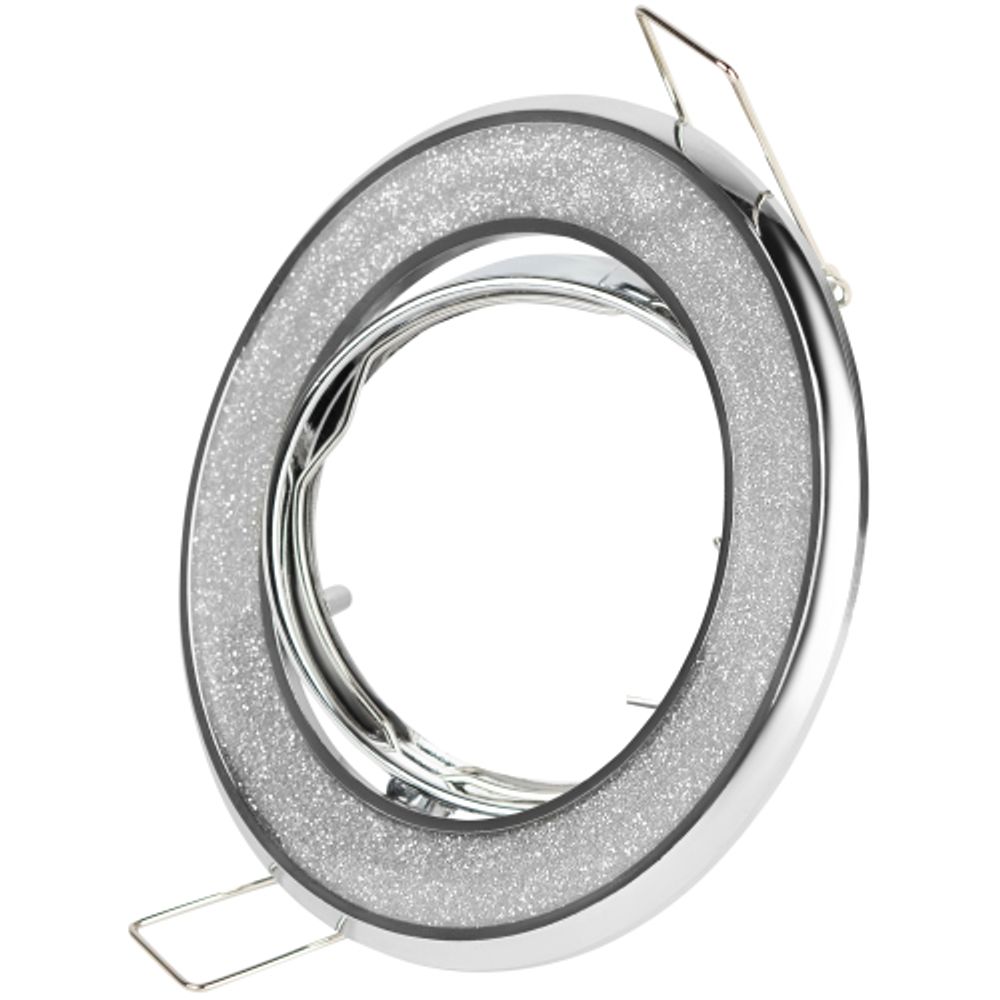 Светильник встраиваемый декоративный ЭРА DK18 CH/SH SL под лампу MR16 GU5.3 декор серебряный блеск/хром