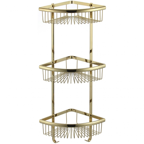 30063-E Угловая сетчатая 3-я полка (ЗОЛОТО) GANZER (5/1шт)