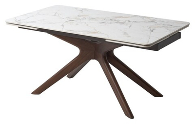 Стол EDER 160 GLOSS COLD JADE SOLID CERAMIC / Орех, ®DISAUR