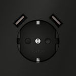 Розетка встраиваемая VOLTUM S70 с заземлением и защитными шторками, 16А, с USB, A+A, (черный матовый